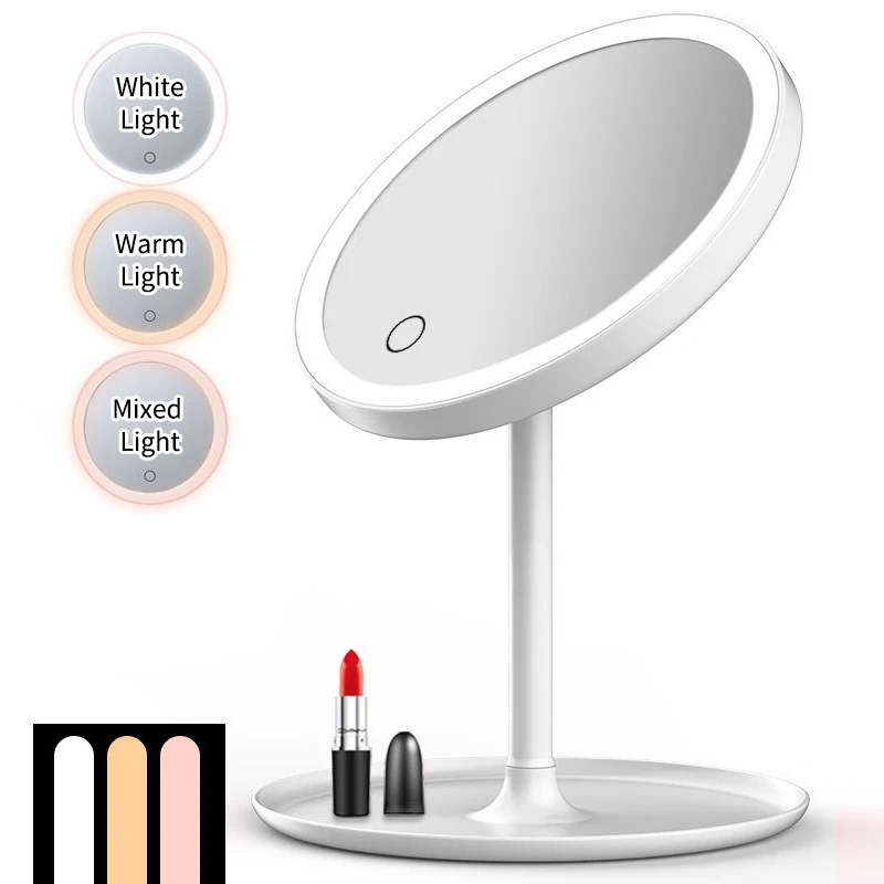 WHITE3 COLOR LIGHTS Косметическое зеркало для макияжа зеркало с подсветкой зеркало настольное зеркало для макияжа с подсветкой зеркала зеркальце карманное - Цвет: WHITE3 COLOR LIGHTS