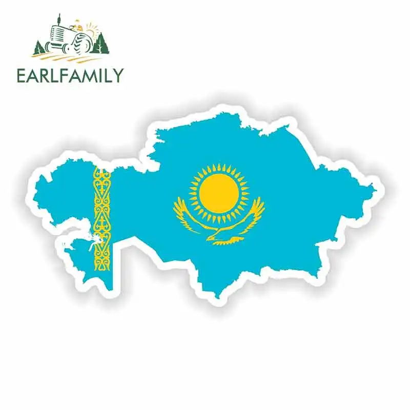 

EARLFAMILY 13cm x 7.2cm for Kazakhstan Map Flag Logo Funny Car Stickers Vinyl Helmet JDM RV VAN Car Accessories Graphics Oem