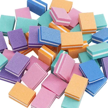 

20pc/lot Mini Square Sponge Buffer Nail File Sandpaper Buffers Emery Board Colorful Small Portable Files Nail Manicure Tools