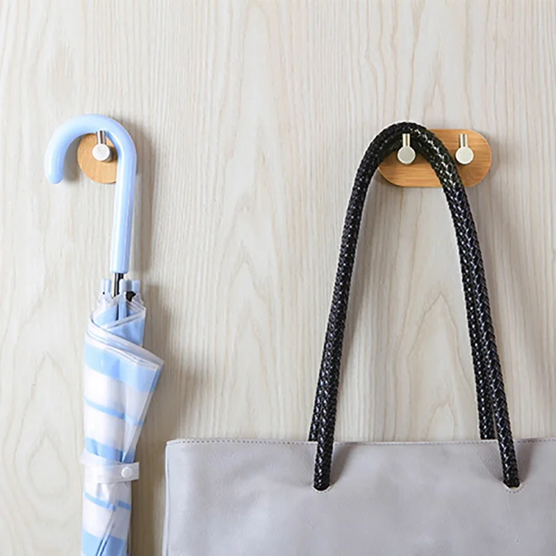 

Stainless Steel Bamboo Door Hook Self Hook Stick On Wall Hanging Storage Hanger Bathroom Kitchen Closet Without Nail