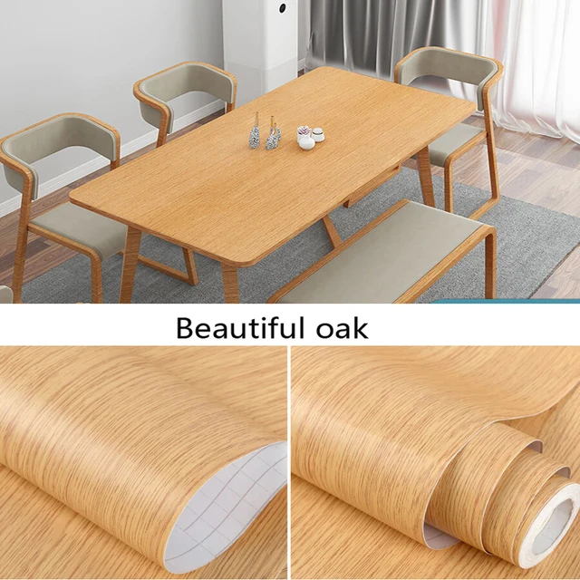 DIY Wood Grain Wallpaper for Kitchen Films Reconditioned Clothes Closet Closet Door Furniture for Home Office Decor Wall Sticker Beautiful oak