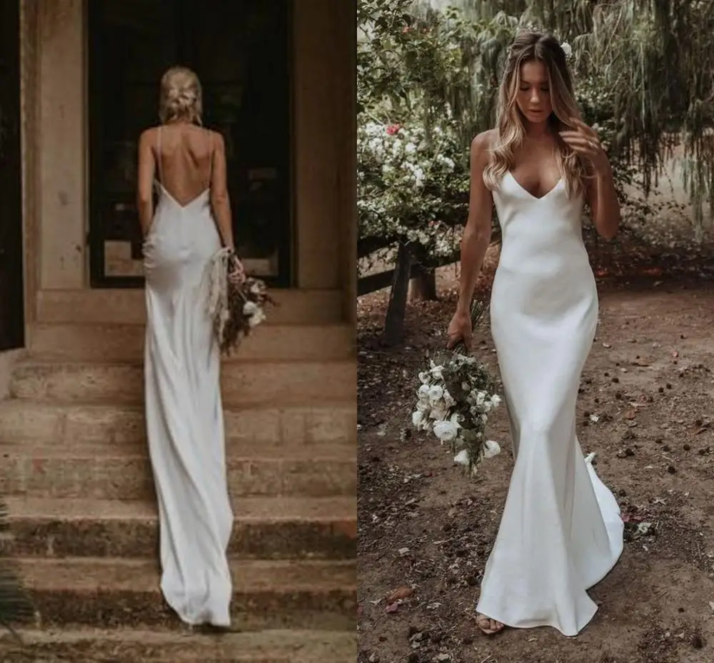 Simple silk wedding dress Outlet