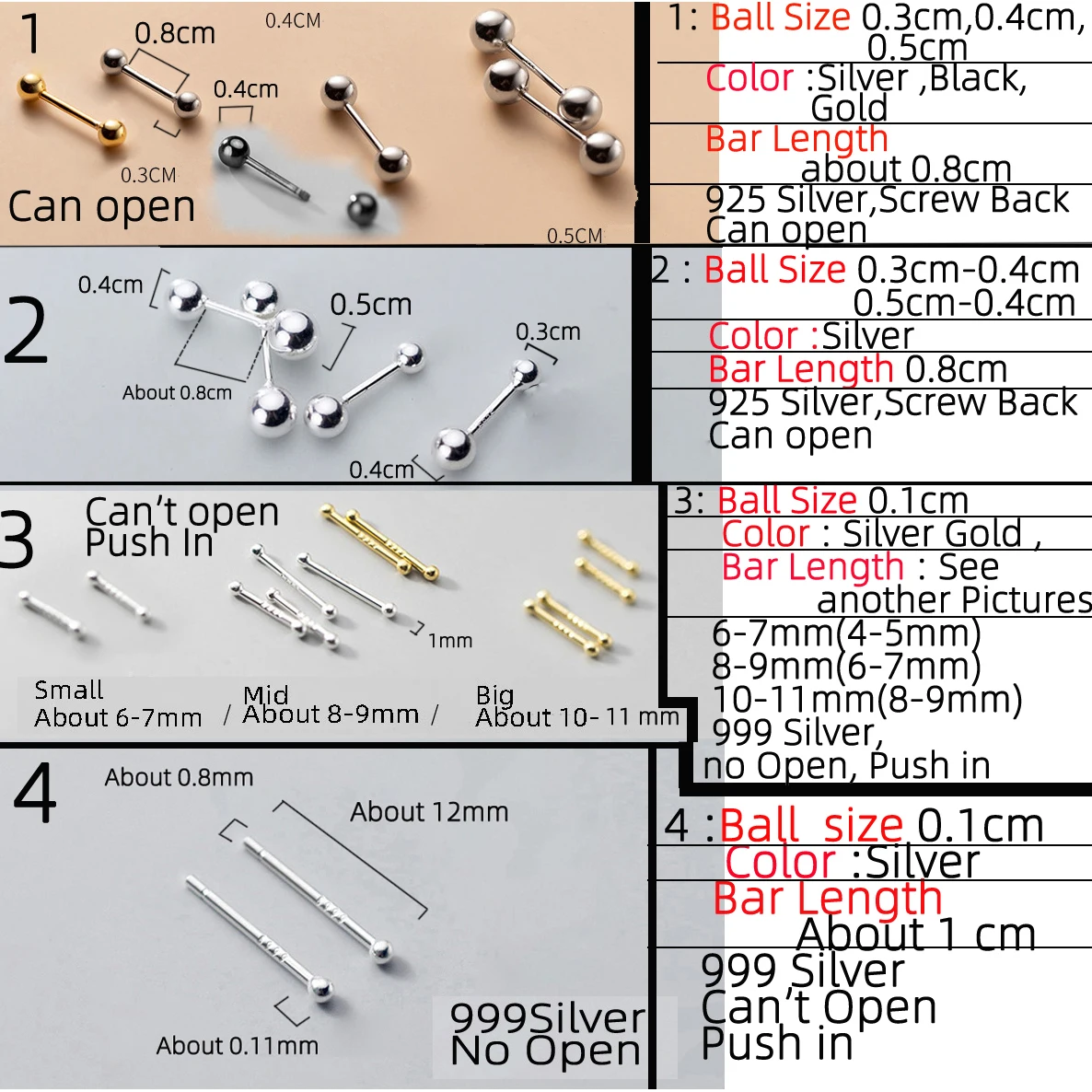 La Monada Sterling Silver Stud Earrings Women Two Ball Fine 925