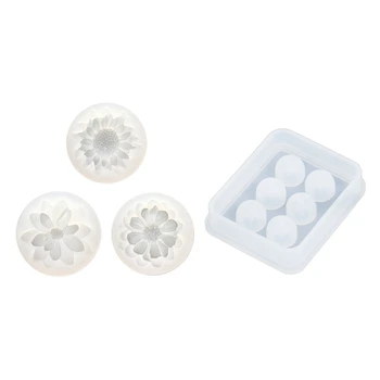 

1Pcs Beads Silicone Mold with Hole White 72Mm x 59Mm & 3Pcs 3D Flower Silicone Mold Resin Jewelry Pendant Making Tool
