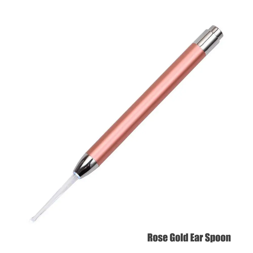 Удобный Очиститель воска для ушей инструмент для удаления вспышки светильник ушной палочки удалитель ушной серы светящаяся кюретка светильник ложка - Цвет: Rose Gold Ear Spoon