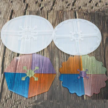 

PRZY Silicone Resin Mold Craft Irregular Wave Round Splice Coaster Cup Tray Transparent Epoxy Resin Moulds Eco-friendly