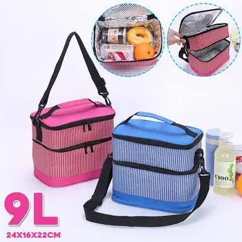 

9L Double Layer Waterproof Warm / Cold Insulated Lunch Bag Bento Picnic Food Storage Bag Pouch Outdoor School Food Storage Bags