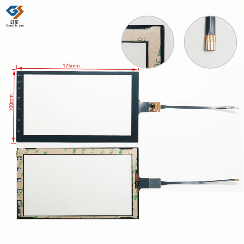 7 inch Black Glass for Podofo 8227L-DEMO GPS car navigation radio DVD multimedia player capacitive touch screen digitizer sensor |