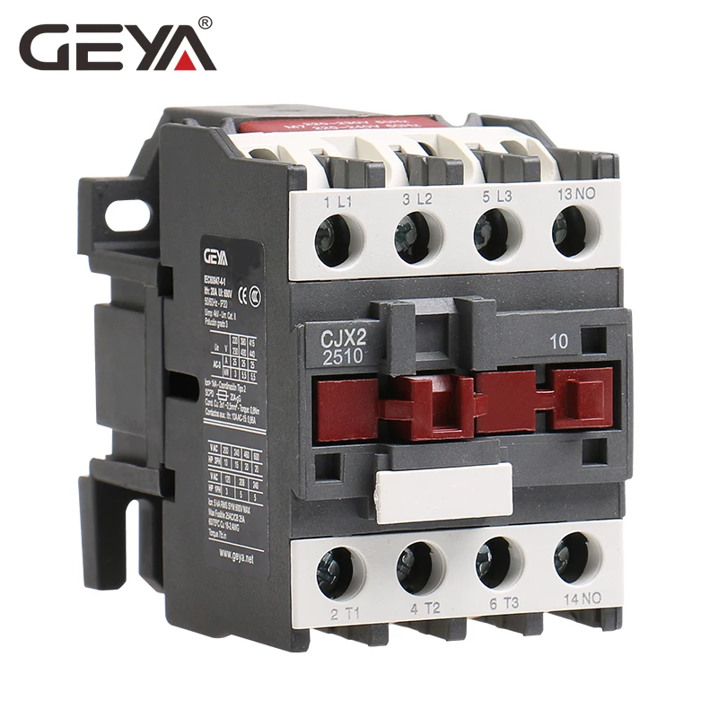 Магнитный 3 фазный контактор GEYA CJX2 2510 3210 1NO 25A 32A 220V или 380VAC LC1D Din рейки с серебристым