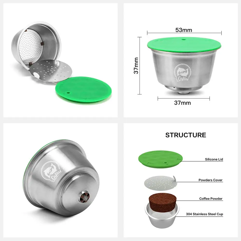 

Refillable Reusable Coffee Capsules Dolce Gusto Coffee Filters Compatible Nescafe Dolce Gusto with coffee spoon