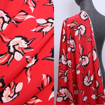 

100% mulberry silk crepe de chine cloth 138 cm wide summer anti-wrinkle shirt dress printed fabric wholesale silk cloth