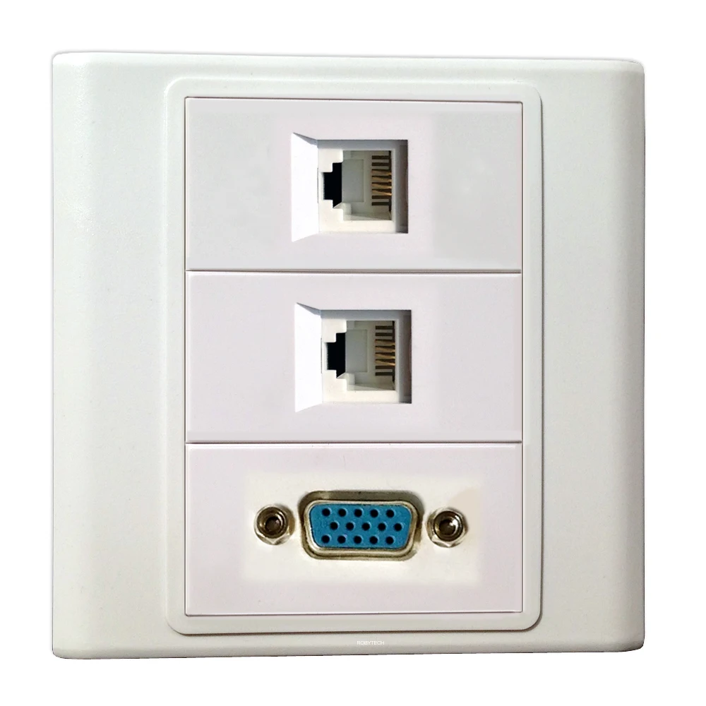 Порты 2 RJ11+ VGA информация настенная пластина розетка крышка телефон PSTN видео Лицевая панель разъем порт для кабельной системы