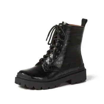 

Genuine Leather Female Ankle Boots Chelsea Boots Autumn Winter Punk Motorcycle Boots Night Club Shoes Woman Short Boots