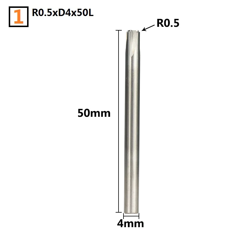 1 шт. R0.5-R5.0 угловая заземляющая Концевая мельница ЧПУ зенкер Концевая мельница твердосплавное торцевое фрезерование резак - Длина режущей кромки: R0.5xD4x50L