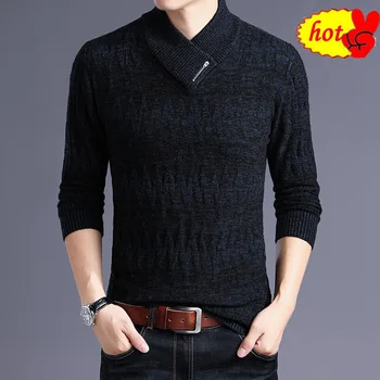 

Thick New 2020 Fashion Sweaters Man Pullovers Slim Fit Jumpers Knitwear Woolen Autumn Korean Style Casual Mens Clothes