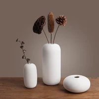 Ceramic Vase Decoration for Tea House Hotel, Zen Style Flower Drying Device, Modern and Simple, Living Room and Porch Decoration 1
