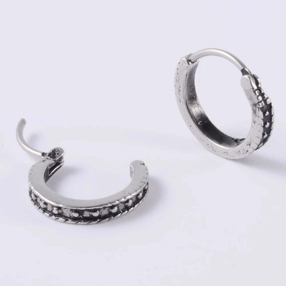 Earring 1PC Vintage Silver Color Earring For Unisex Small Hoop Rings Punk Ear Bone Cartilage Helix Septum Nose Loop Piercing Jewelry