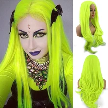 Lvcheryl натуральные волнистые неоновые желтые синтетические парики на кружеве для тащить королеву макияж высокая температура Жаростойкие Patry парики