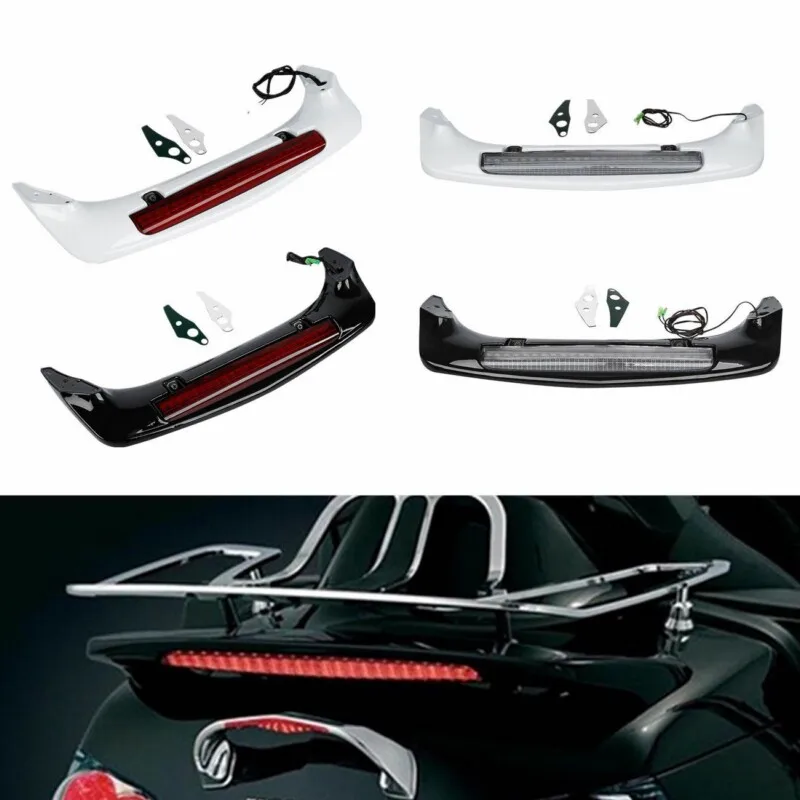 

Motorcycle ABS Trunk Spoiler LED Red Rear Brake Light For Honda Goldwing GL1800 01-17 15 motorbike accessories