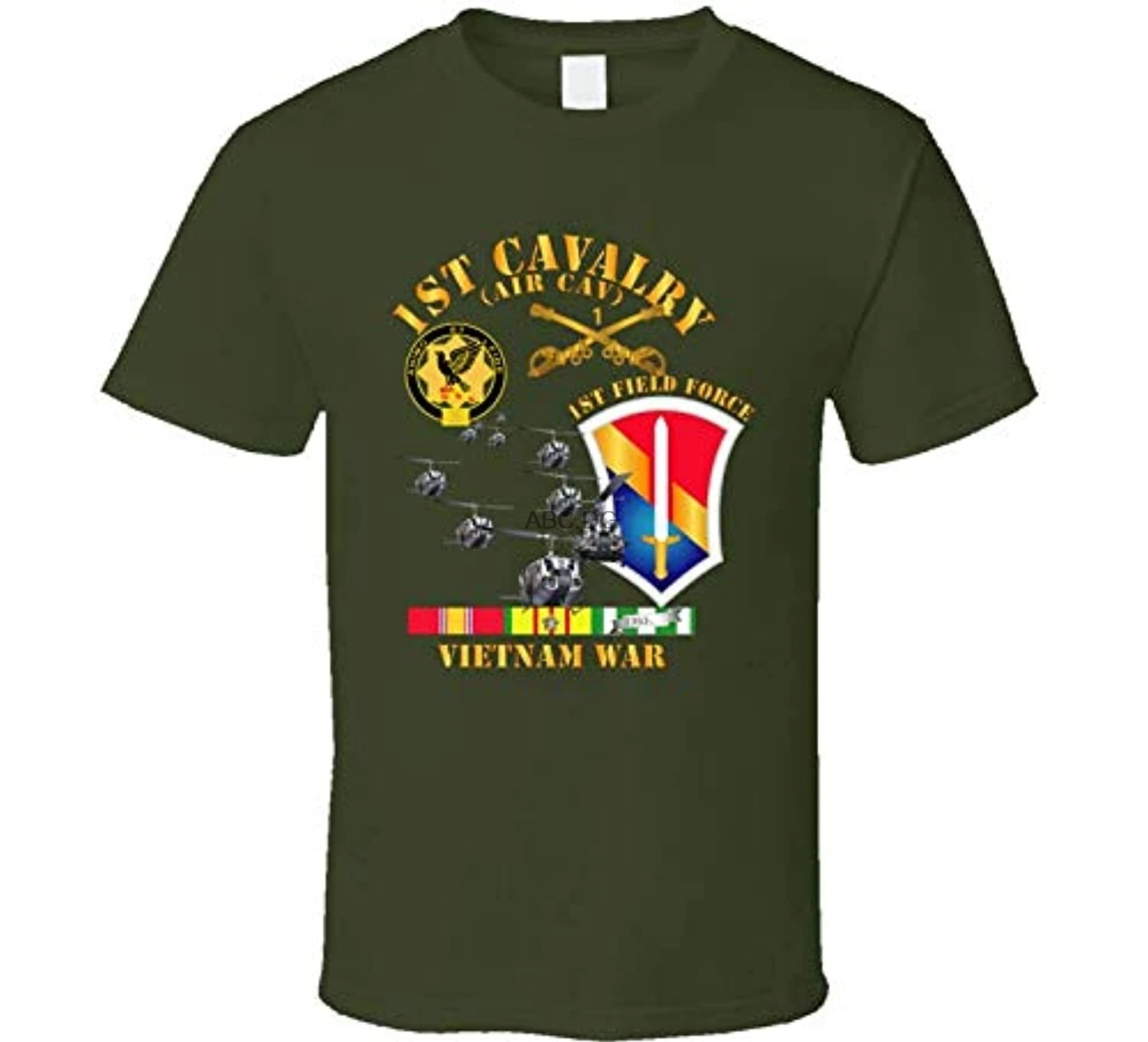 XLARGE-армия-1-я кавалерия (air Cav) -1-я полевая сила W Svc Футболка-военный зеленый |