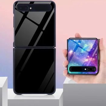 

For Samsung Galaxy Z Flip Case PC Glass Phone Case Black TPU Bumper Cover for Samsung Galaxy Z Flip SM-F700F Cover Tempered Case