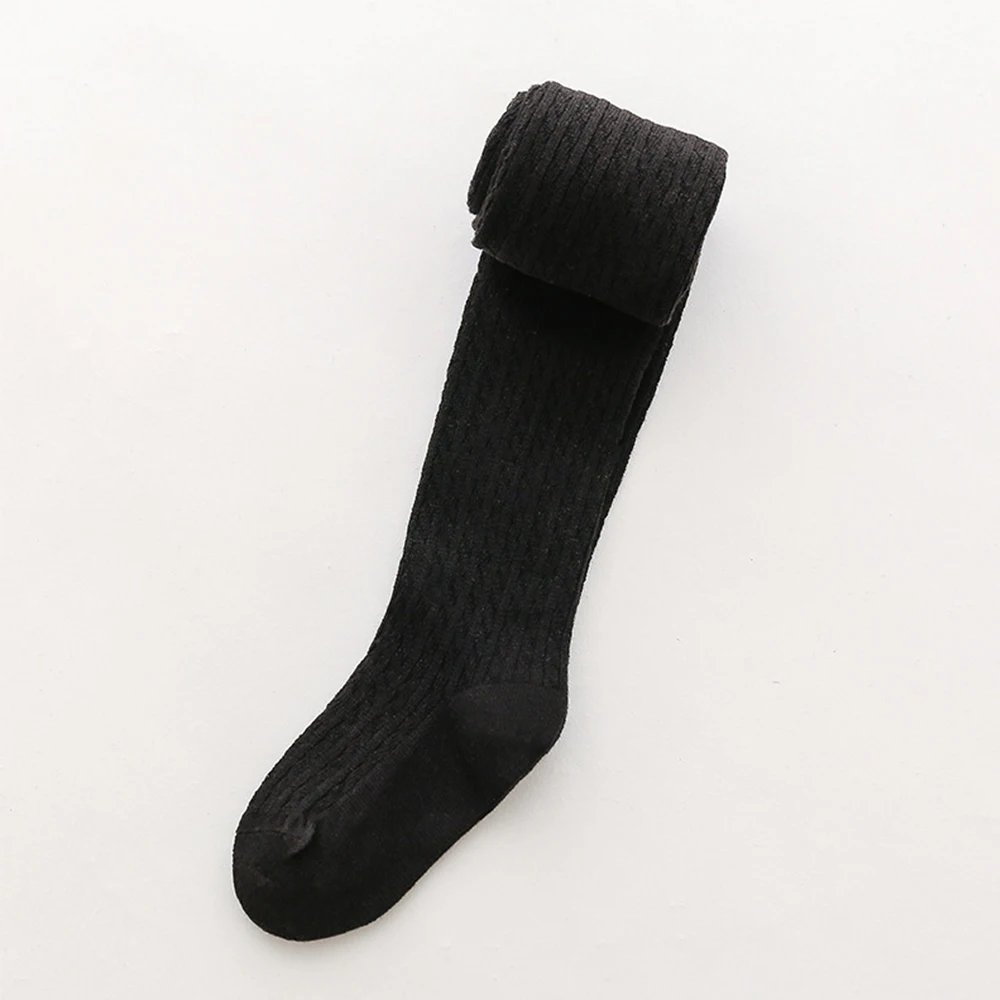 Детские колготки для девочек, Осенние Хлопковые вязаные мягкие удобные теплые колготки для малышей, длинные носки, S-XL - Цвет: black
