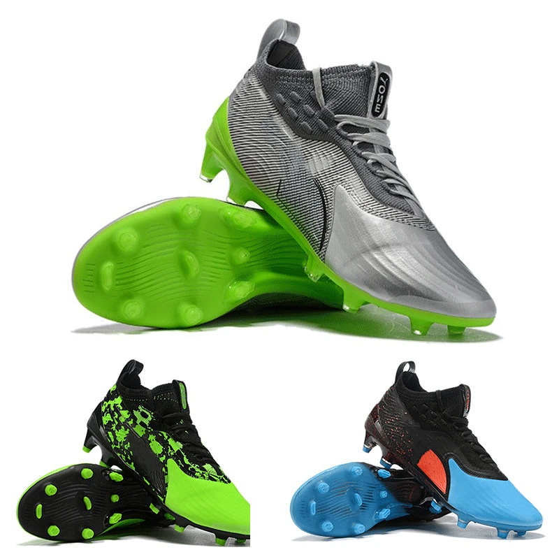 

2019 Mens Football Boots ONE 19.1 HACKED PACK FG evoKNIT Kangaroo Skin Soccer Cleats Shoes Black Green 3D K-Leather Chaussures d