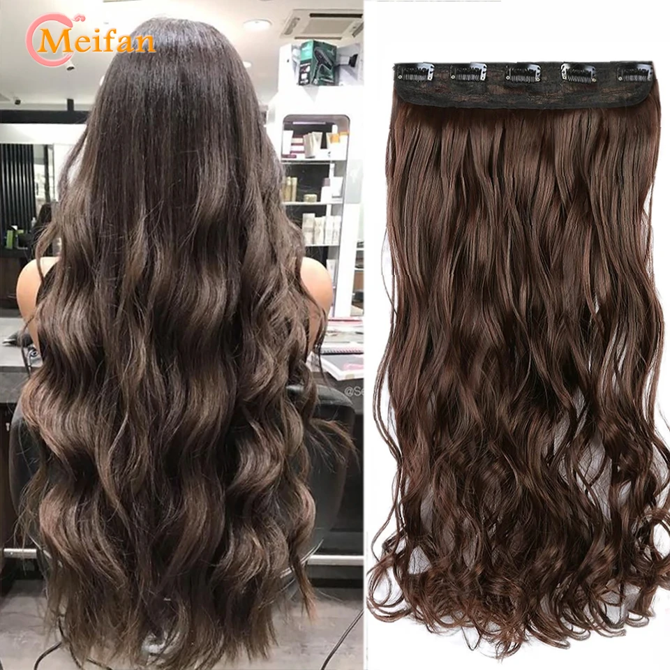 MEIFAN100cm Long Wavy Curly Clip in Hair Extensions Black Brown Natural Hair  piece 3/4 Head False on Hairpin Hairpieces|Lọn tóc tổng hợp kẹp| -  AliExpress