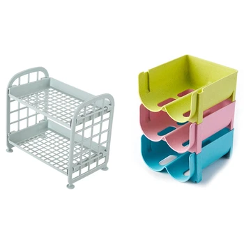 

1 Pcs Plastic Organizer Shelf Rack Kitchen Ran Color & 3Pcs Beverage Storage Box Beer Storage Rack
