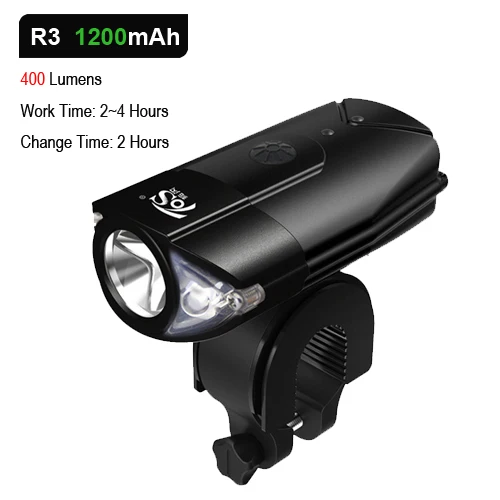 R3 1200 Black Шлем для езды на мотоцикле свет L2/T6 велосипедная фара, светодиодная фара USB Перезаряжаемые лампа MTB фонарь для велосипеда аксессуары - Цвет: R3 1200 Black