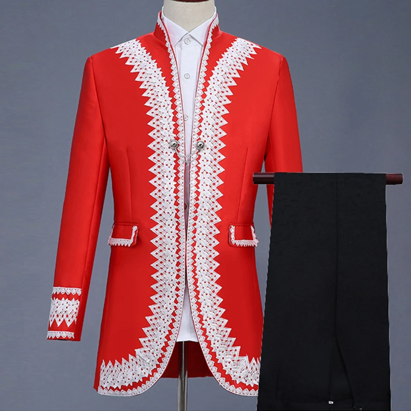 Set suit Men's European style retro court suit two- piece suit blazer+pant prince costume stage drama British costume dress Set suit Men's European style retro court suit two- piece suit blazer+pant prince costume stage drama British costume dress