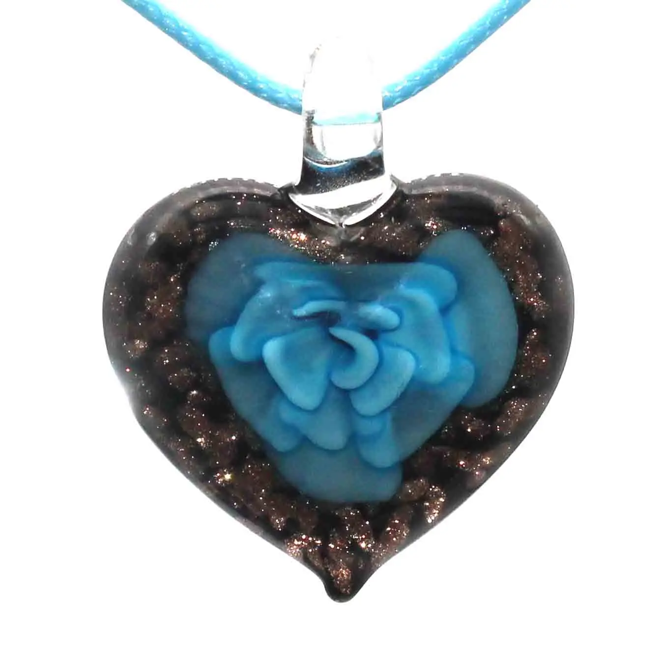 6 цветов стеклянные ювелирные изделия цветок сердце кулон из венецианского стекла лэмпворк стекло кулон для ожерелья - Окраска металла: Sky blue