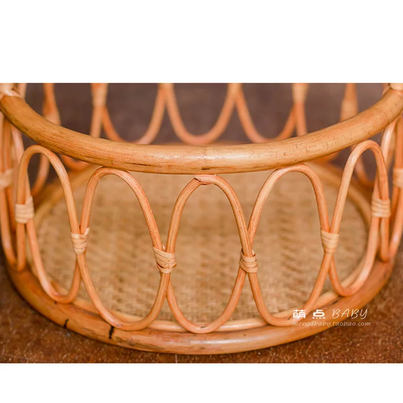 Newborn Photography Props Round Vine Woven Basket Baby Photo Shoot Prop Bebe Poser Pots Frame Container Studio Fotografie Props