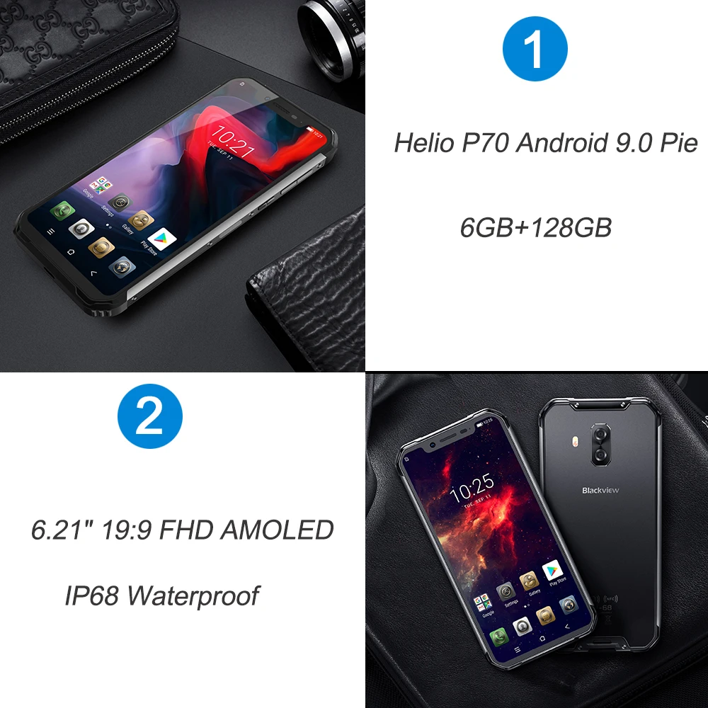 Смартфон Blackview BV9600 Pro Helio P70 защищенный IP68 6 21 дюйма AMOLED + 128 ГБ 8 ядер Android 9 0