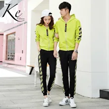 KE студенческий осенний спортивный комплект унисекс для мужчин и женщин спортивный костюм для мужчин и женщин пара 2 шт. большой размер плюс Экстра 4XL куртка брюки Мода