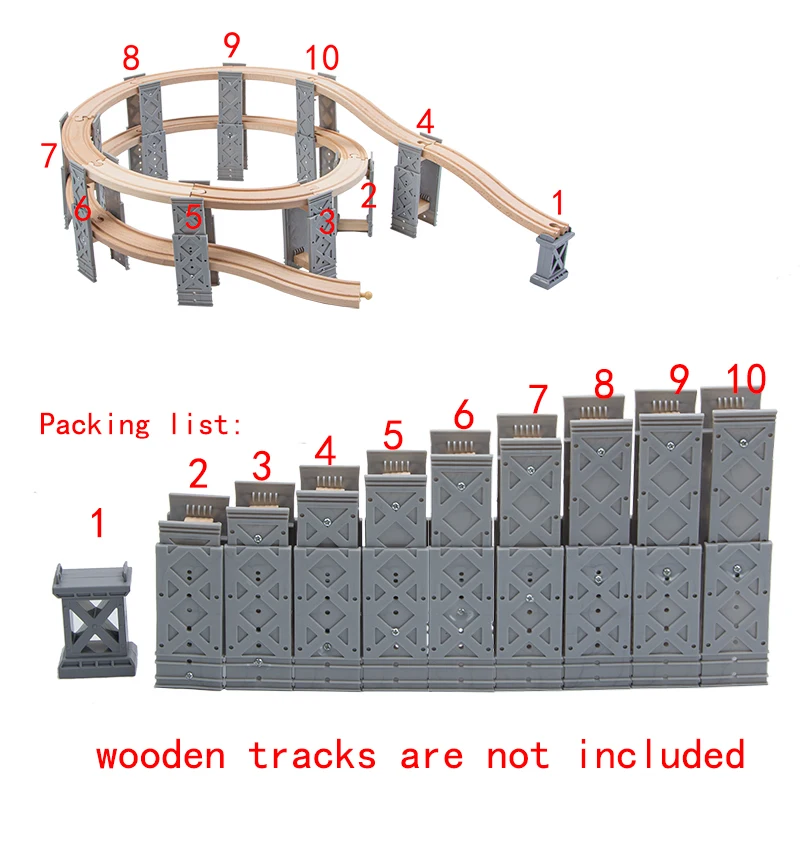 EDWONE Буковый мост рельсовая дорожка аксессуары Подходит для деревянного поезда развивающие мальчик/Детская игрушка несколько дорожек - Цвет: Track support 10pcs