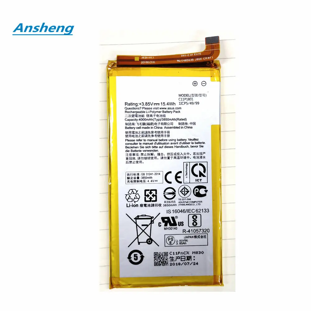 

New Original 3850mAh C11P1801 battery for ASUS ROG 1 Game ZS600KL Z01QD Smartphone