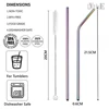 10Pcs Reusable Drinking Straw Metal Straws 304 Stainless Steel Straws Set with Brush Bar Cocktail Straw for Glasses Drinkware 6