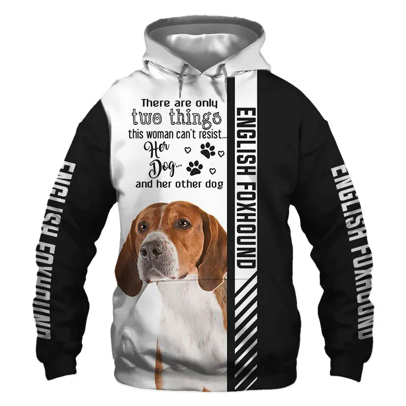 

English Foxhound 3D Printed Jacket Men/women Harajuku Hoodie Unisex Casual Streetwear Sweatshirt Pullover sudadera hombre-995