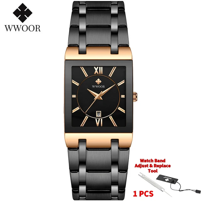 Relogio Masculino WWOOR Gold Black Watch Men Quartz Waterproof Wrist Watch For Men Fashion Square Casual Clock Male Dropshipping 