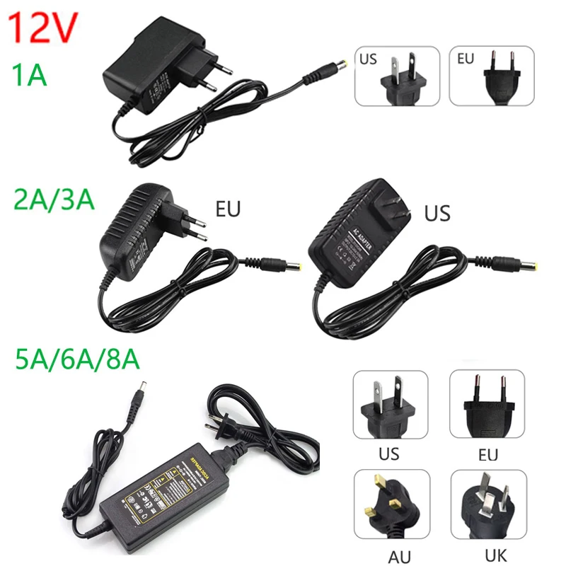 Блок питания DC 5V 12V 24 V 1A 2A 3A 5A 6A 8A адаптер питания DC 5 12 24 V вольт адаптер питания освещение Светодиодная полоска лампа - Цвет: 12V 1A2A3A5A6A8A