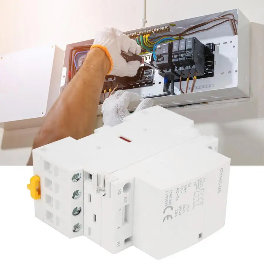 Контактор переменного тока 4P 25A 220V 50Hz Мини AC контактор для дома din рейку монтажа