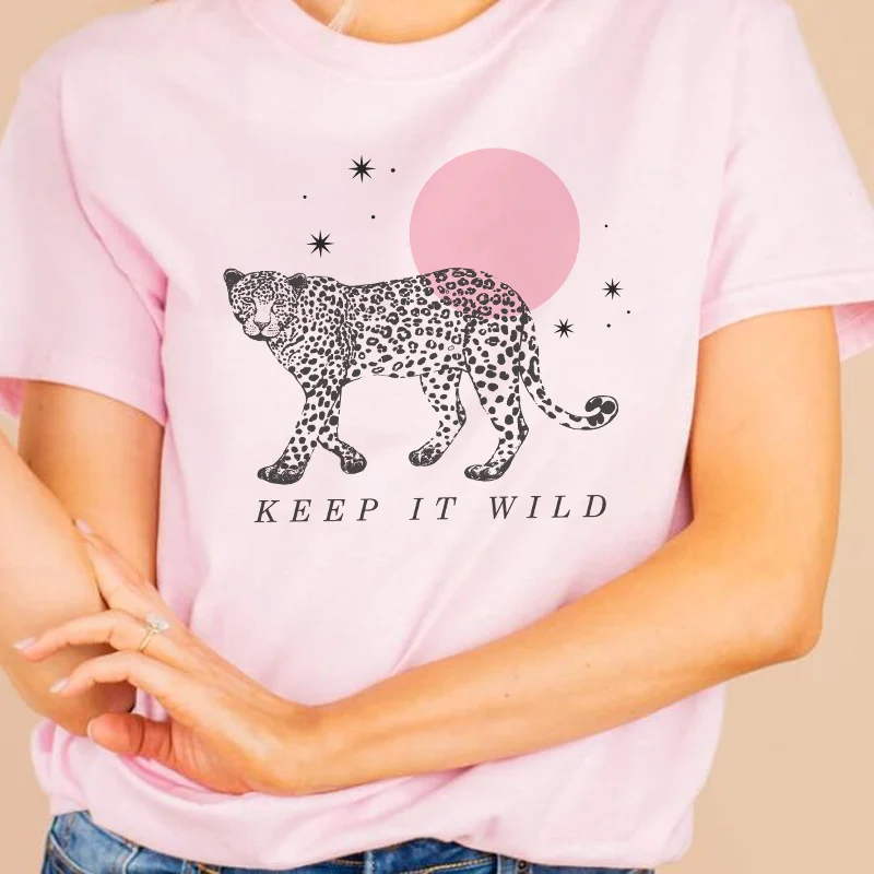 Leopard Printed Aesthetic Vintage Tshirt Summer Cute Boho Style Ladies Tops Femme Short Sleeve Graphic T Shirts Women Clothes | Женская