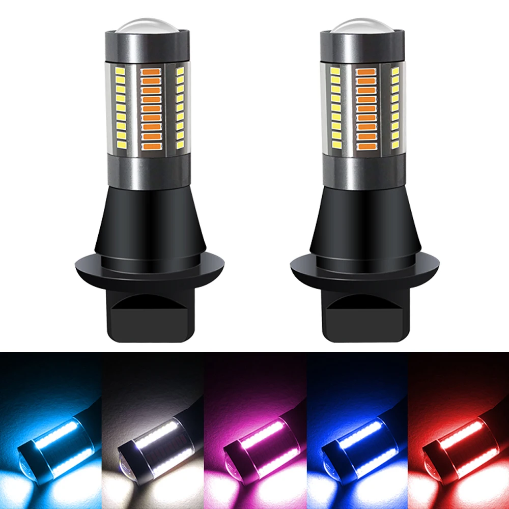 

Car DRL LED Dual Color Daytime Running Light with Steering Decode BA15S 1156 4014 66SMD Headlight