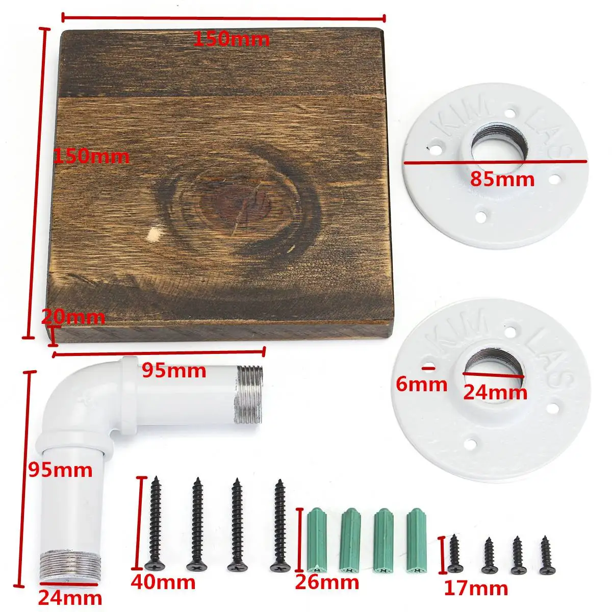 

Bathroom Shelves Industrial Retro Iron Pipe Shelf Rack Wall Mount Display Holder Wood Storage With Single Flange Hook