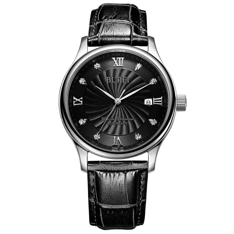 

BUREI 1001 Switzerland watches men luxury genuine diamonds automatic self-wind 2017 Direct Selling Dress Wrist Watches