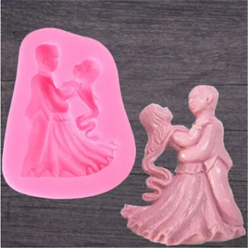 

Hot Bride Groom Dance Fondant Silicone Molds Wedding Decoration 3D Fondant Mold Cookies Mould DIY Manual Cake Mold Tools