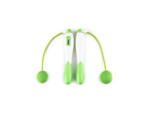 Green Mechanical Counting Jump Ropes Wireless with ball Bodybuilding Fitness Digital Calories Counter Skipping Rope Without battery - Color: Green