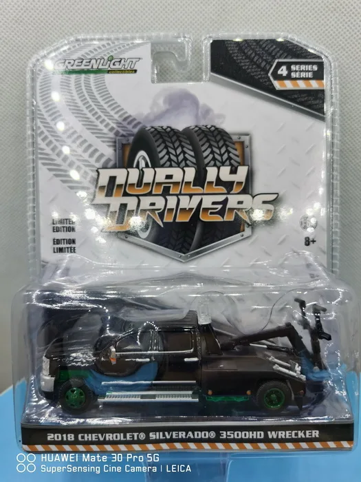GreenLight 1:64 2018 SILVERADO 3500HD эвакуатор 46040D зеленая версия металлический литый сплав
