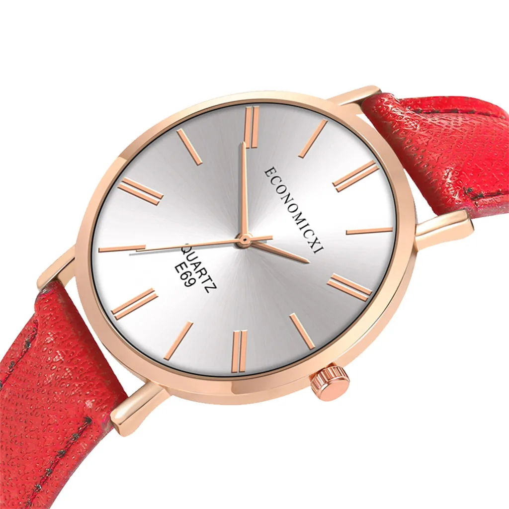 

Hot Sell Women's Leather Strap Quartz Watch Ladies Fashion Dress Watch Round Watch Quartz clock Gift Relogio Feminino #W